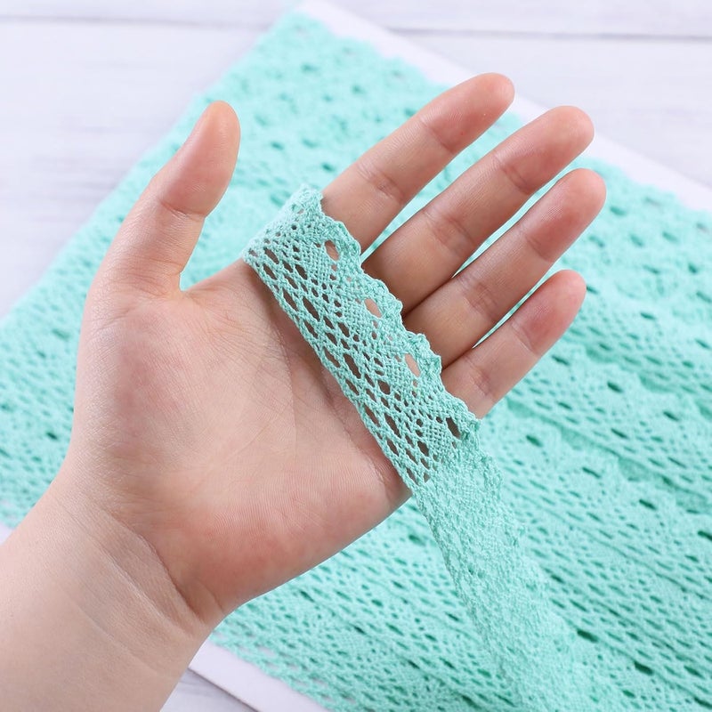 DYSHIPEN 20 Yards x 1 Inch Lace Ribbon Vintage Lace Trim Crochet Cotton Lace Edge for Christmas Package DIY Sewing Wedding Bridal Dress,Costume,Crafts and Sewing (Green) - Image 5